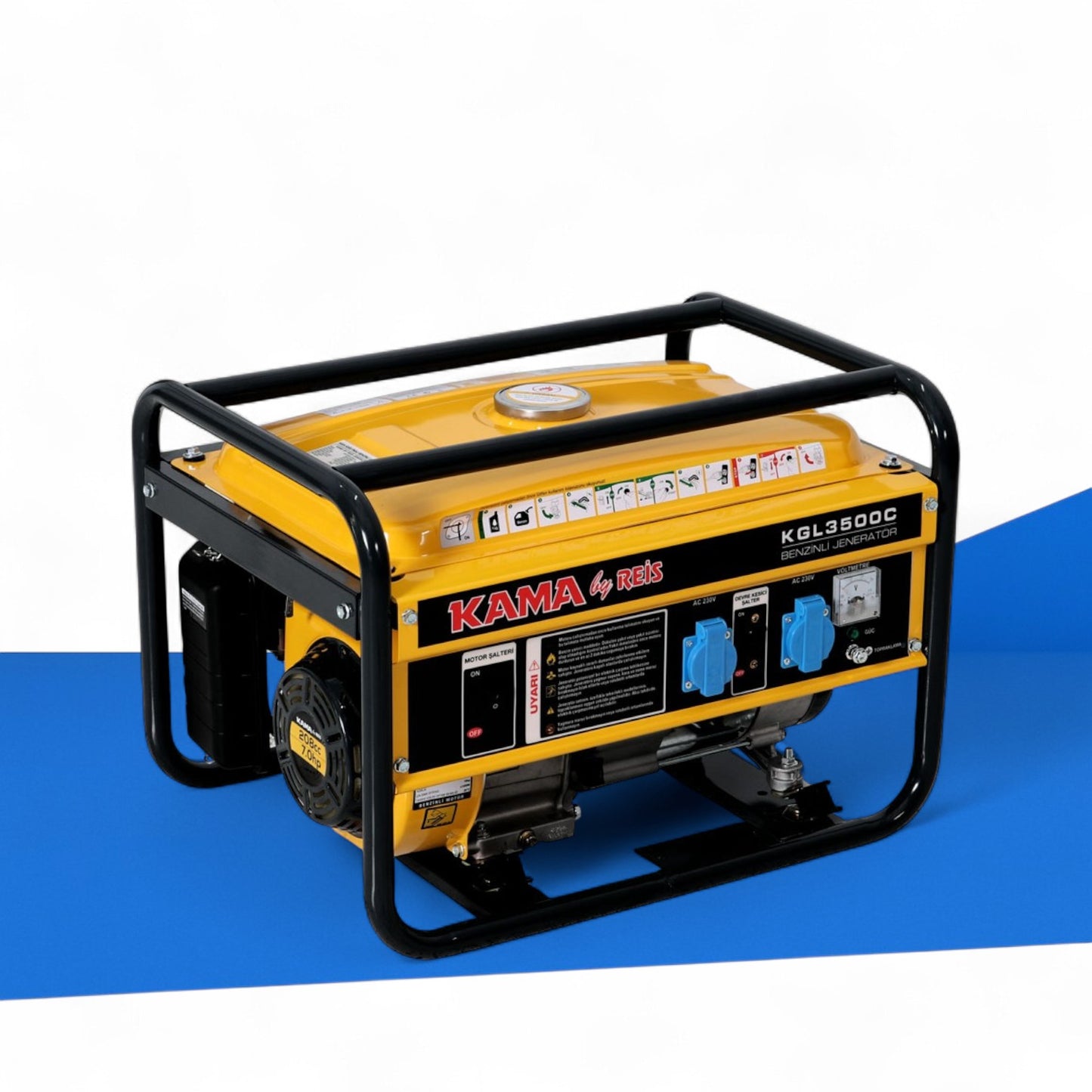 Kama KGL3500C Benzin-Stromerzeuger, 3,5 kVA Spitzenleistung, 2,5 kW Dauerleistung, 208 ccm 4-Takt-Motor, 15 l Tank, 68 dB leise, ideal für Haus, Garten und Notstromversorgung