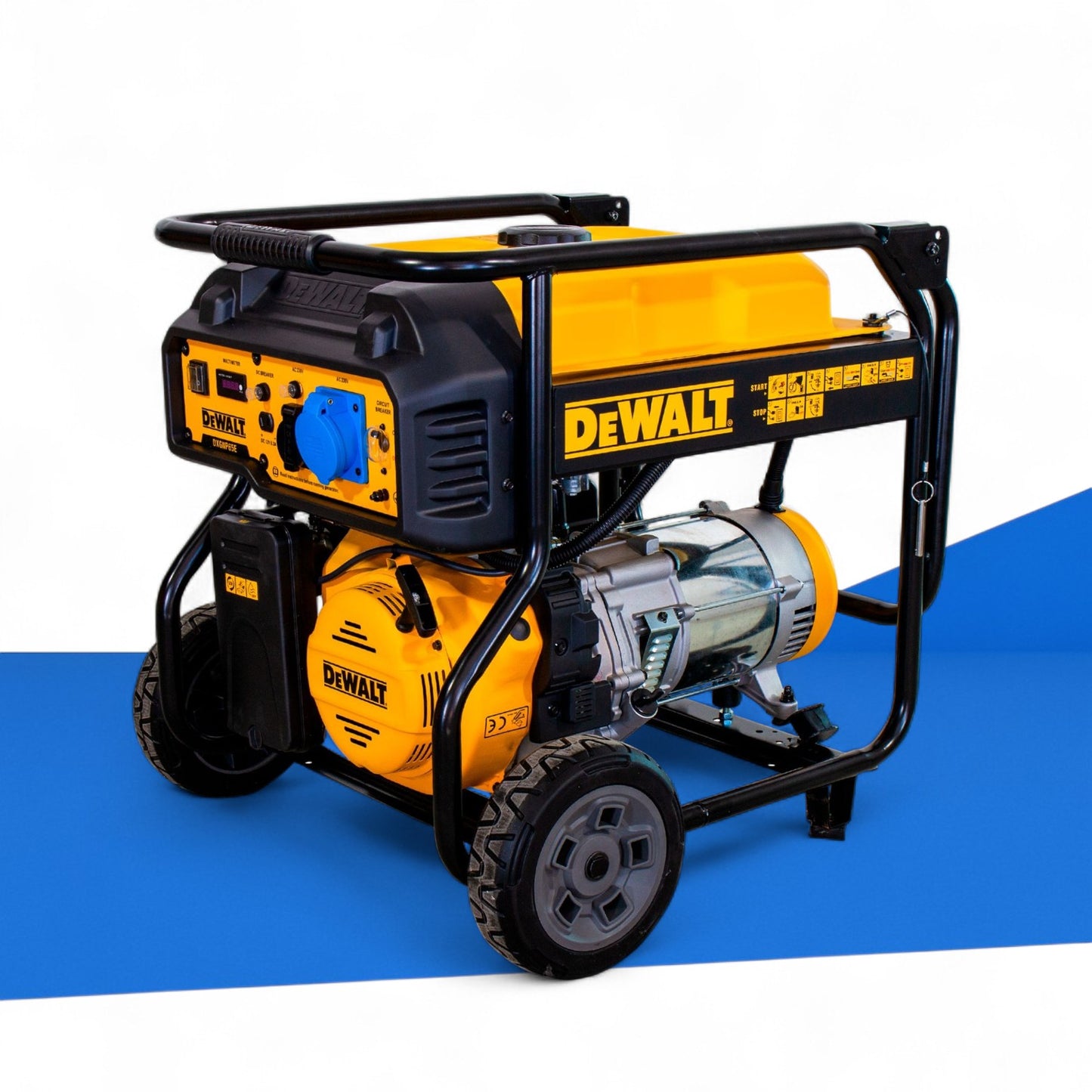 DeWalt DXGNP65E Benzin-AVR-Stromerzeuger, 6500 W, mit Elektrostart, 420 ccm 4-Takt-Motor, 28 l Tank, leise und robust, ideal für Baustellen, Notstromversorgung und Outdoor-Einsätze