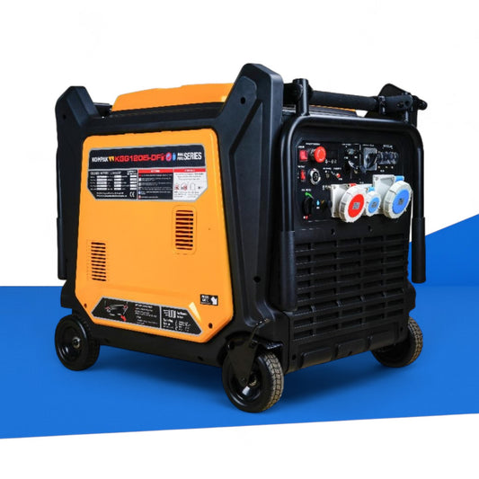 Kompak KGG120Ei-DF DualFuel Inverter-Stromaggregat, 16 kVA (Benzin) / 13,75 kVA (Gas), 400 V/230 V, mit Elektrostart, 744 ccm SV750-Motor, 40 l Tank, 75 dB leise, ideal für Industrie, Baustellen und Notstromversorgung