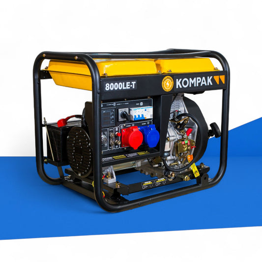 PRO-KOMPAK Diesel-Stromaggregat, 8 kVA Full Power, 230 V & 400 V, mit Räderset für mobilen Einsatz