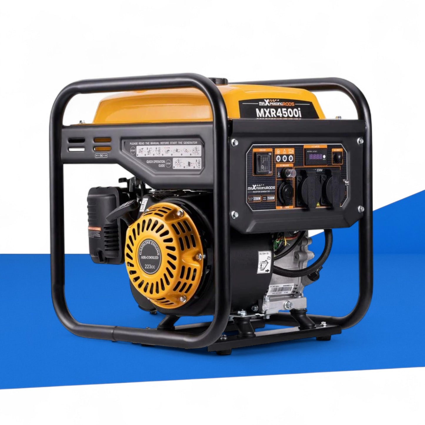 maXpeedingrods MXR 4500i Benzin-Inverter-Stromerzeuger, 3500 W Spitzenleistung, 3200 W Dauerleistung, Open-Frame-Design, 223 ccm 4-Takt-Motor, Eco-Modus, ideal für Baustellen, Garten und Notstromversorgung